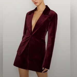 New Good American - VELVET SCULPTED BLAZER wine red - oxblood